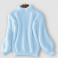 Ianthe | Women’s Fluffy Turtleneck Sweater — Blue