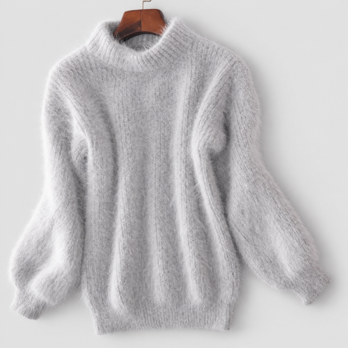 Ianthe | Women’s Fluffy Turtleneck Sweater — Grey