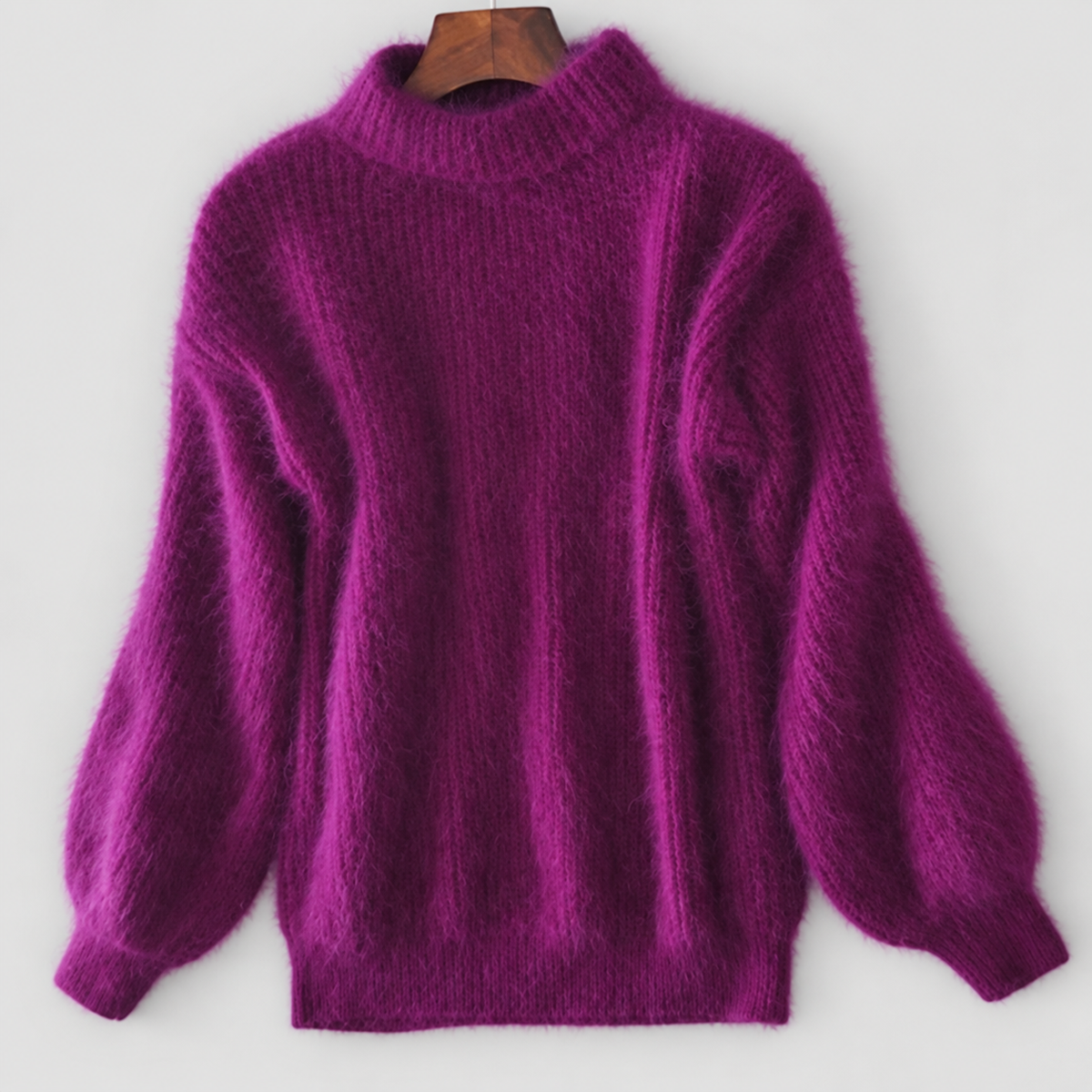 Ianthe | Women’s Fluffy Turtleneck Sweater — Purple
