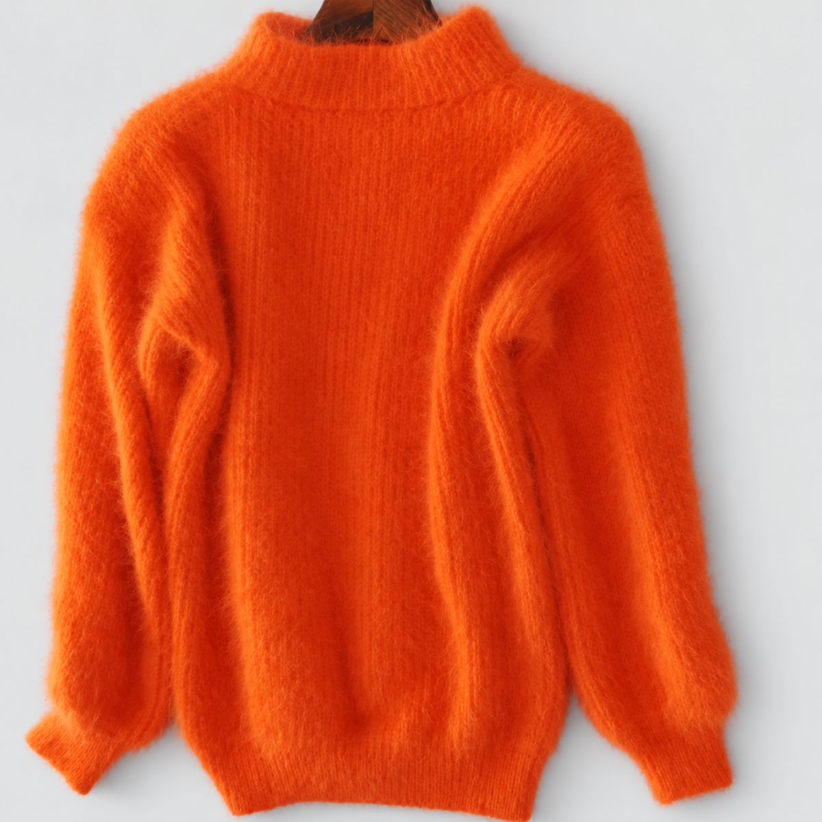 Ianthe | Women’s Fluffy Turtleneck Sweater — Orange