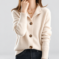Ilana | Women’s Button-Front Knit Cardigan — Beige