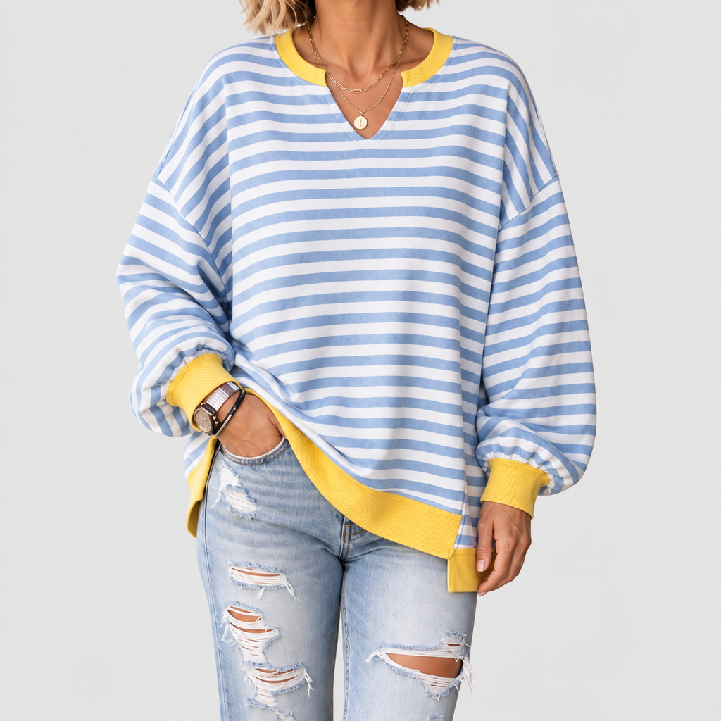 Imogen | Women’s Drop-Shoulder Puff-Sleeve Split-Hem Sweatshirt — product detail 9