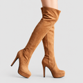 Isabeau-Rose | Women’s Over-the-Knee Platform Stiletto Boots — Brown