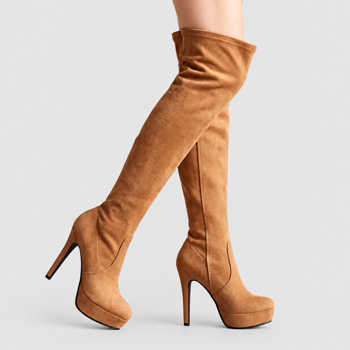 Isabeau-Rose | Women’s Over-the-Knee Platform Stiletto Boots — Brown