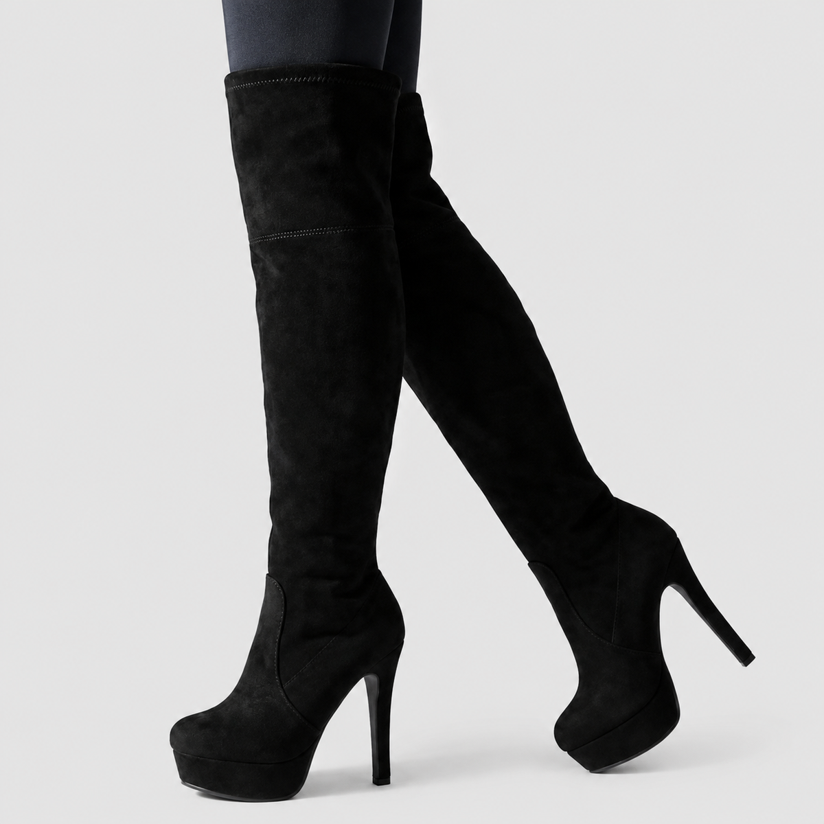 Isabeau-Rose | Women’s Over-the-Knee Platform Stiletto Boots — Black