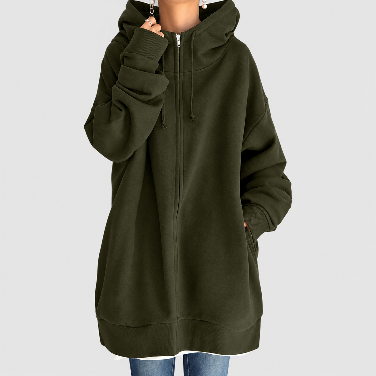 Isadora-Rose | Women’s Oversized Zip-Up Hoodie — Green