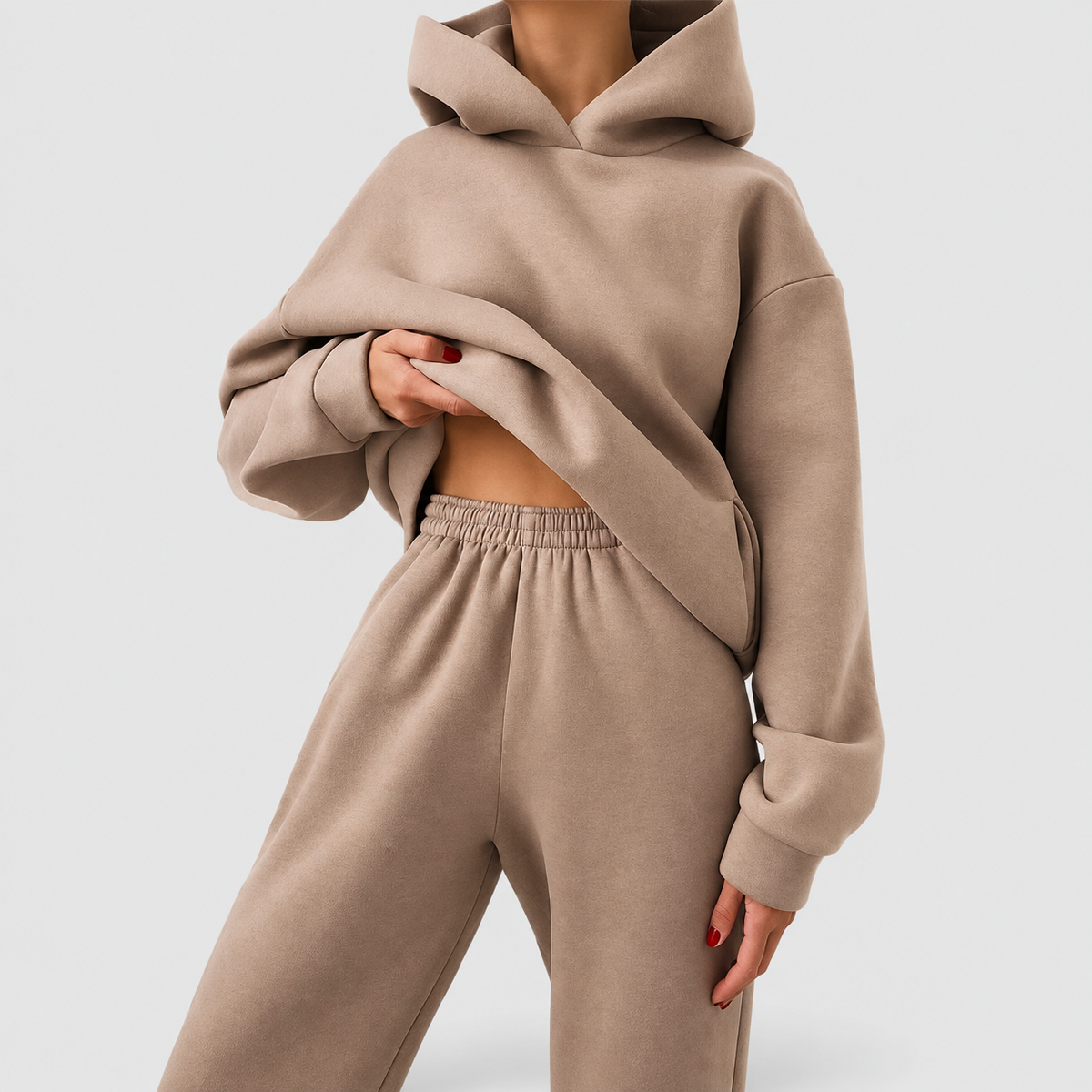 Isadora | Women’s Oversized Hoodie and Jogger Set — Beige