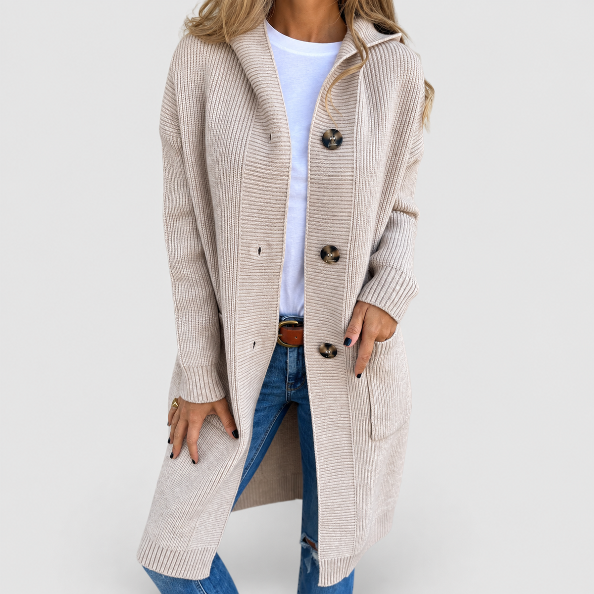 Ivana | Women’s Long Knit Cardigan — product detail 2