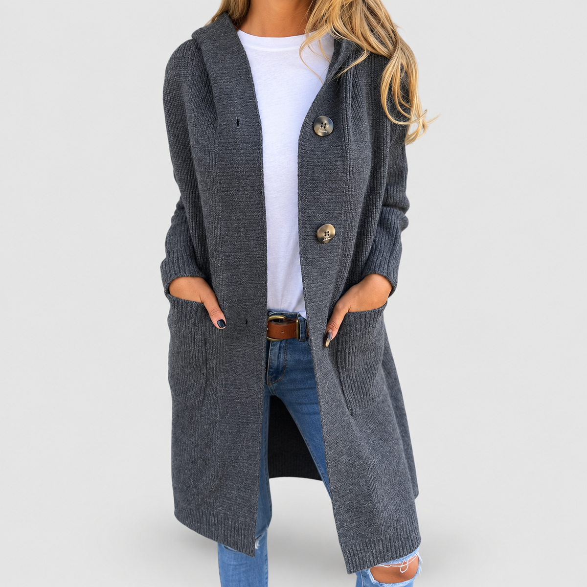 Ivana | Women’s Long Knit Cardigan — product detail 3