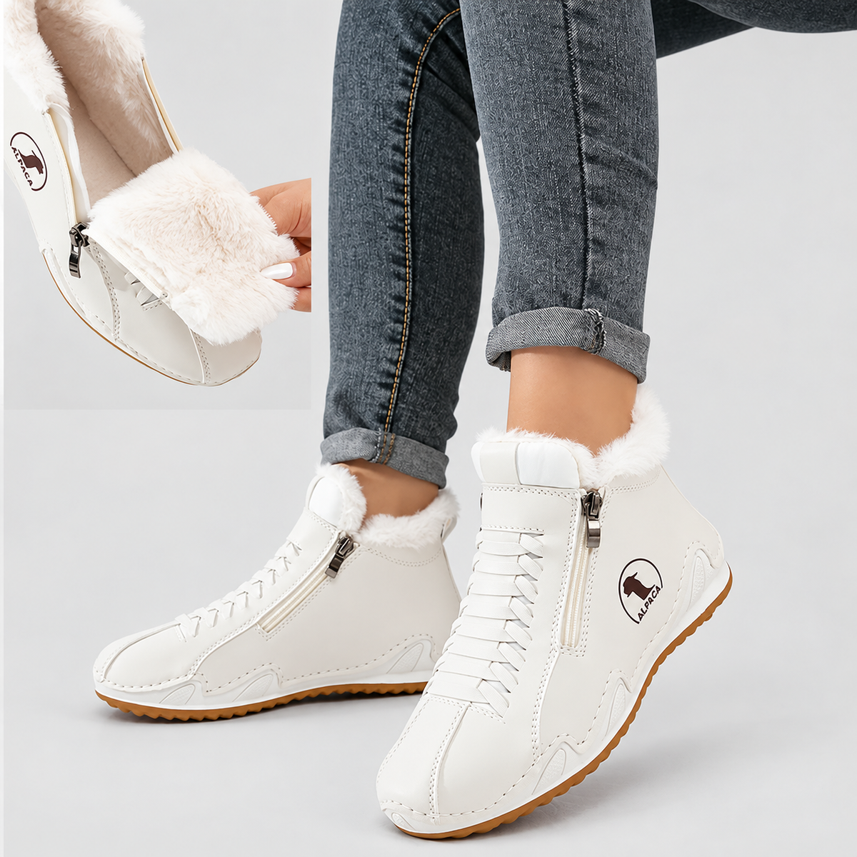 Ivania | Women’s Faux-Fur-Lined Lace-Up Ankle Boots — product detail 4