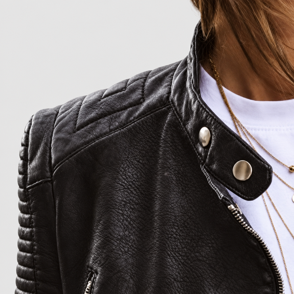 Jacqueline | Women’s Zip-Up Jacket with Ribbed Sleeve Panels — product detail 4