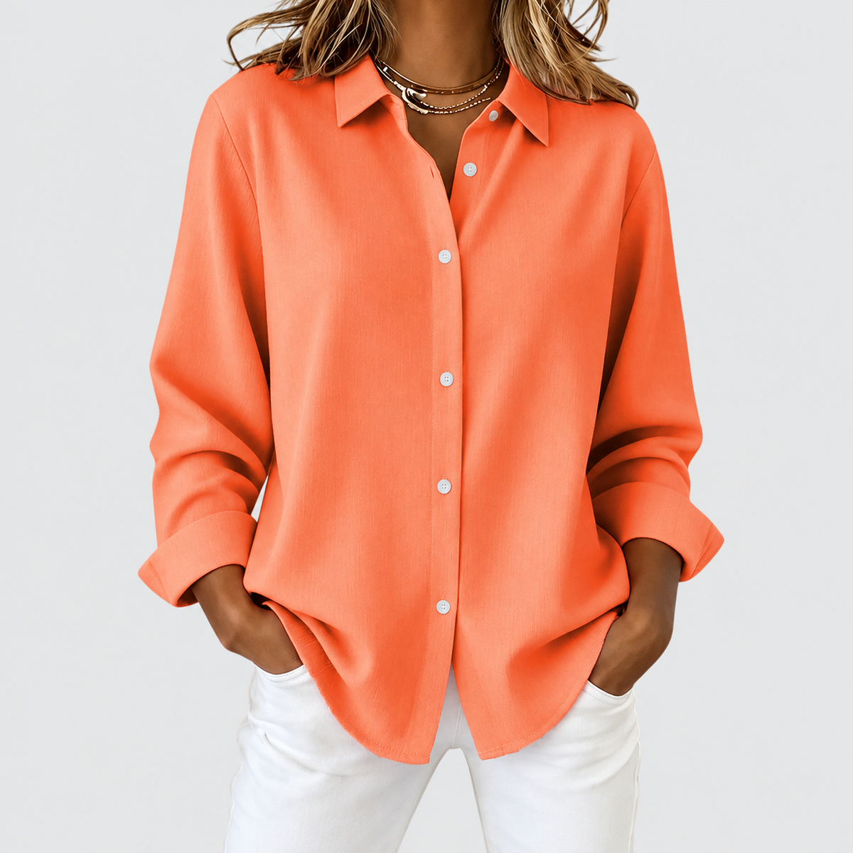 Jemima | Women’s Elegant Relaxed-Fit Blouse — Orange