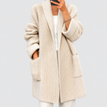 Jessalyn | Women’s Oversized Open-Front Wool Cardigan — Beige