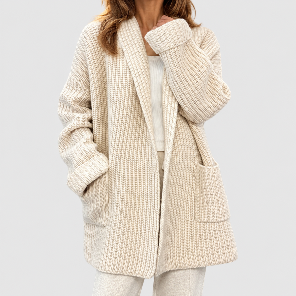 Jessalyn | Women’s Oversized Open-Front Wool Cardigan — product detail 2