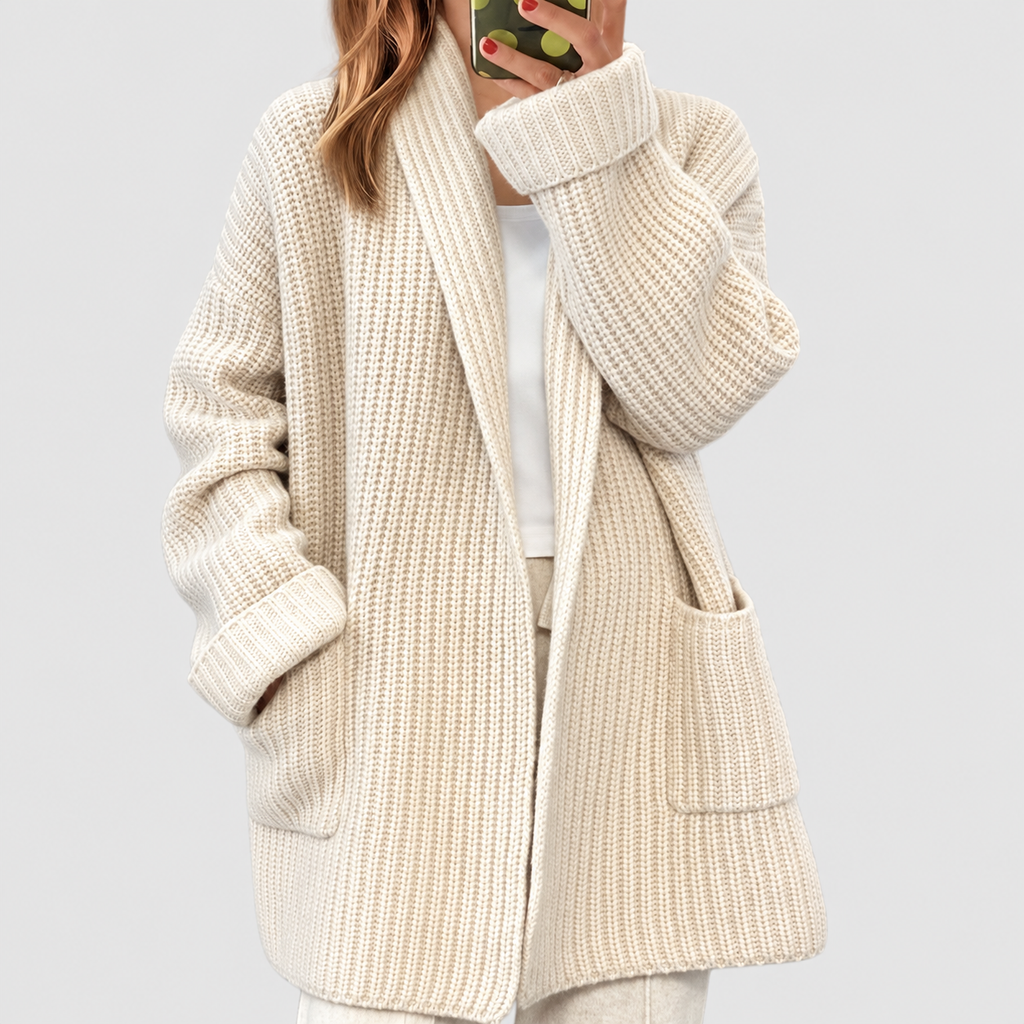 Jessalyn | Women’s Oversized Open-Front Wool Cardigan — product detail 3