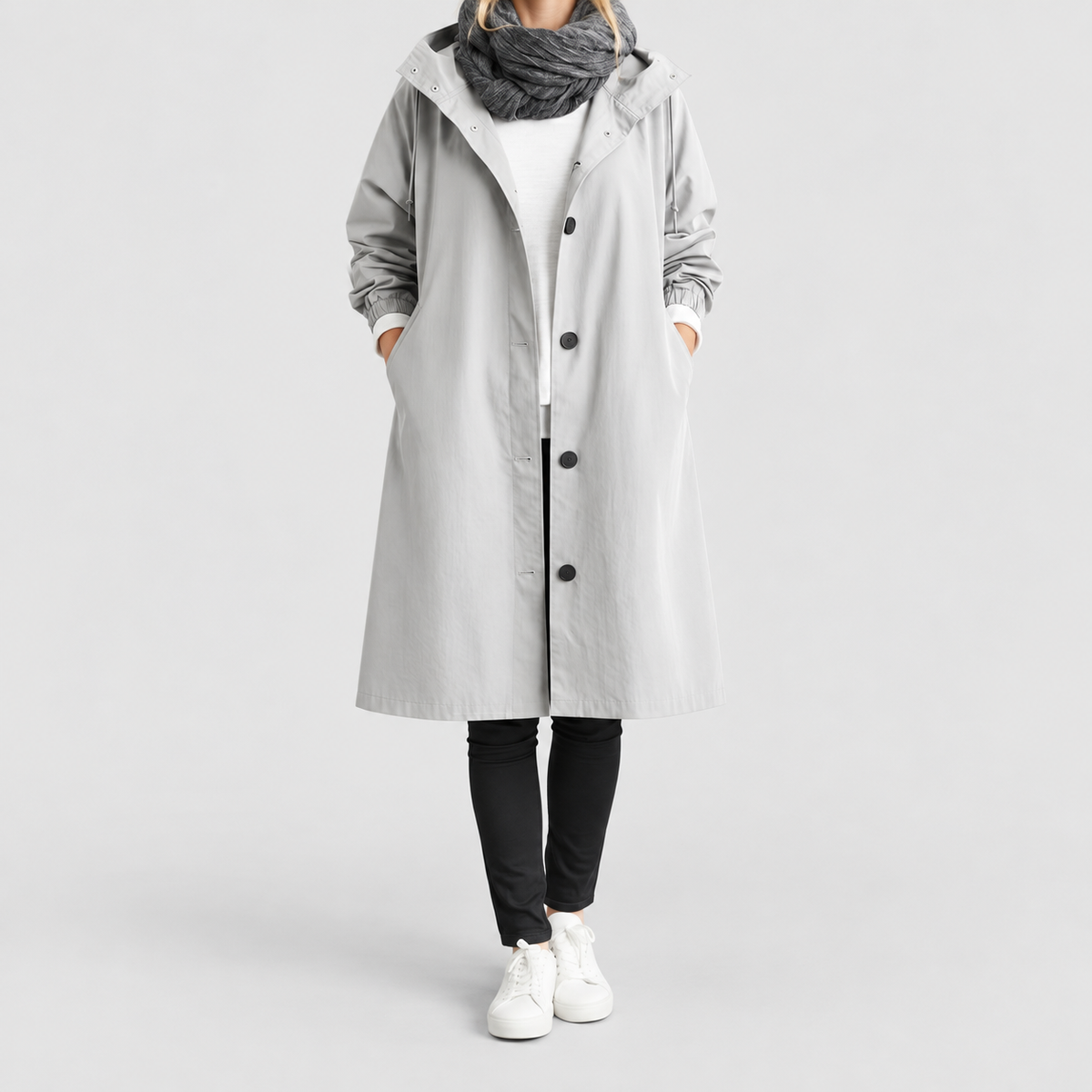 Jessamine-Rose | Women’s Hooded Longline Trench Coat — product detail 10