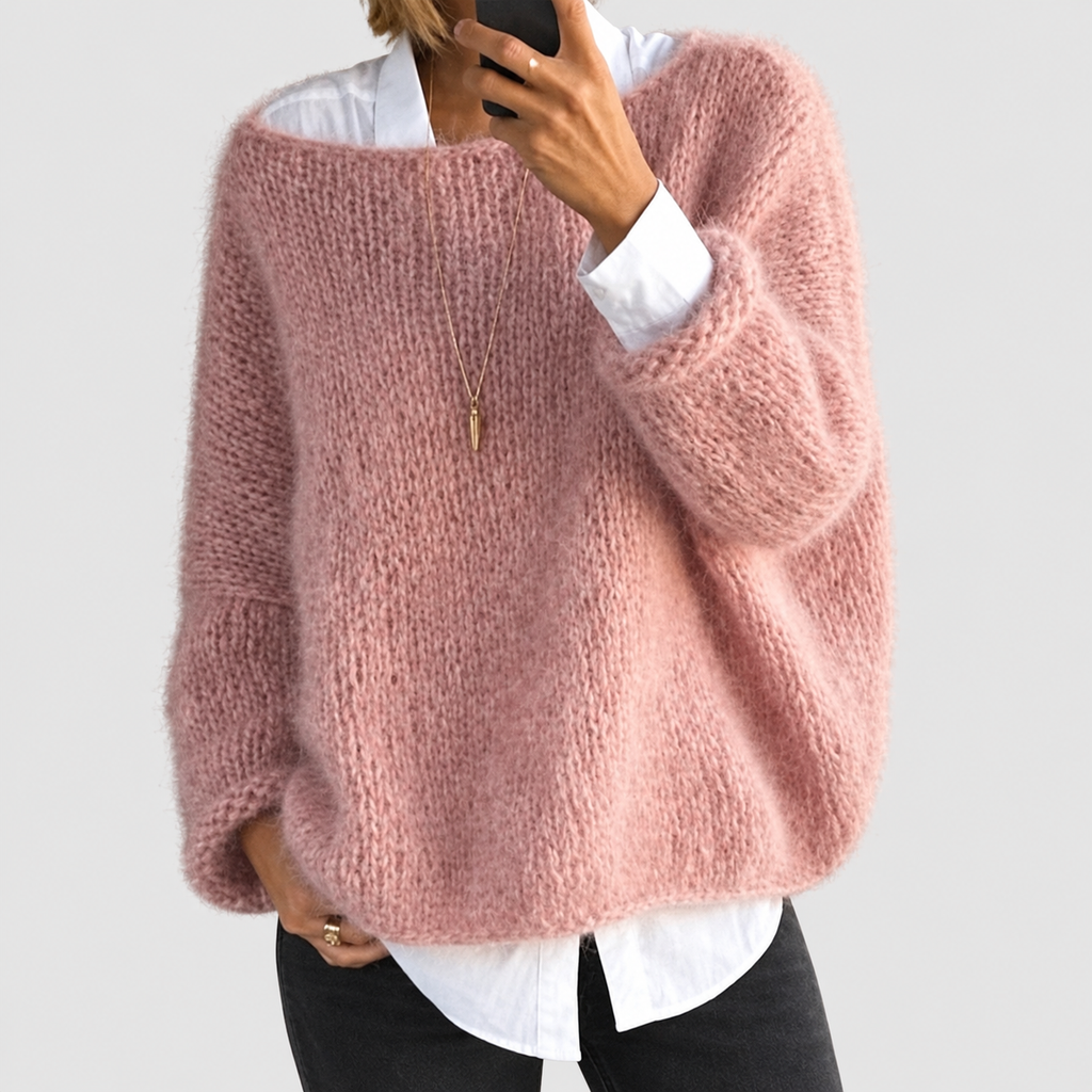 Jessamy | Women’s Oversized Dropped-Shoulder Sweater — Dark Pink
