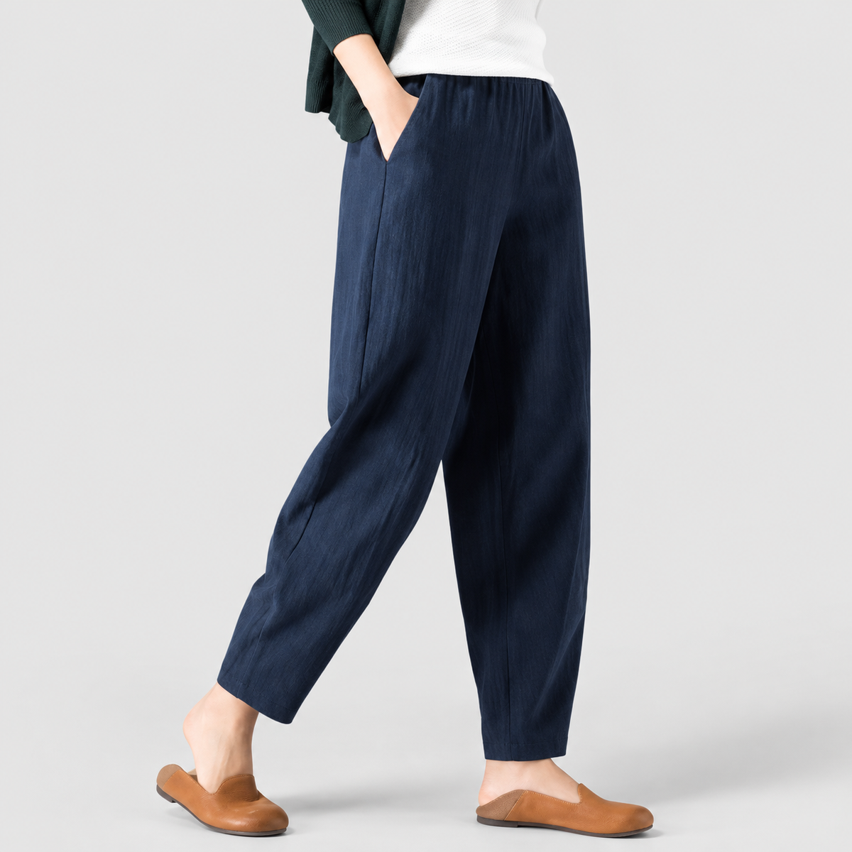 Jocelina | Women’s Wide-Leg Relaxed-Fit Pants — Dark Blue