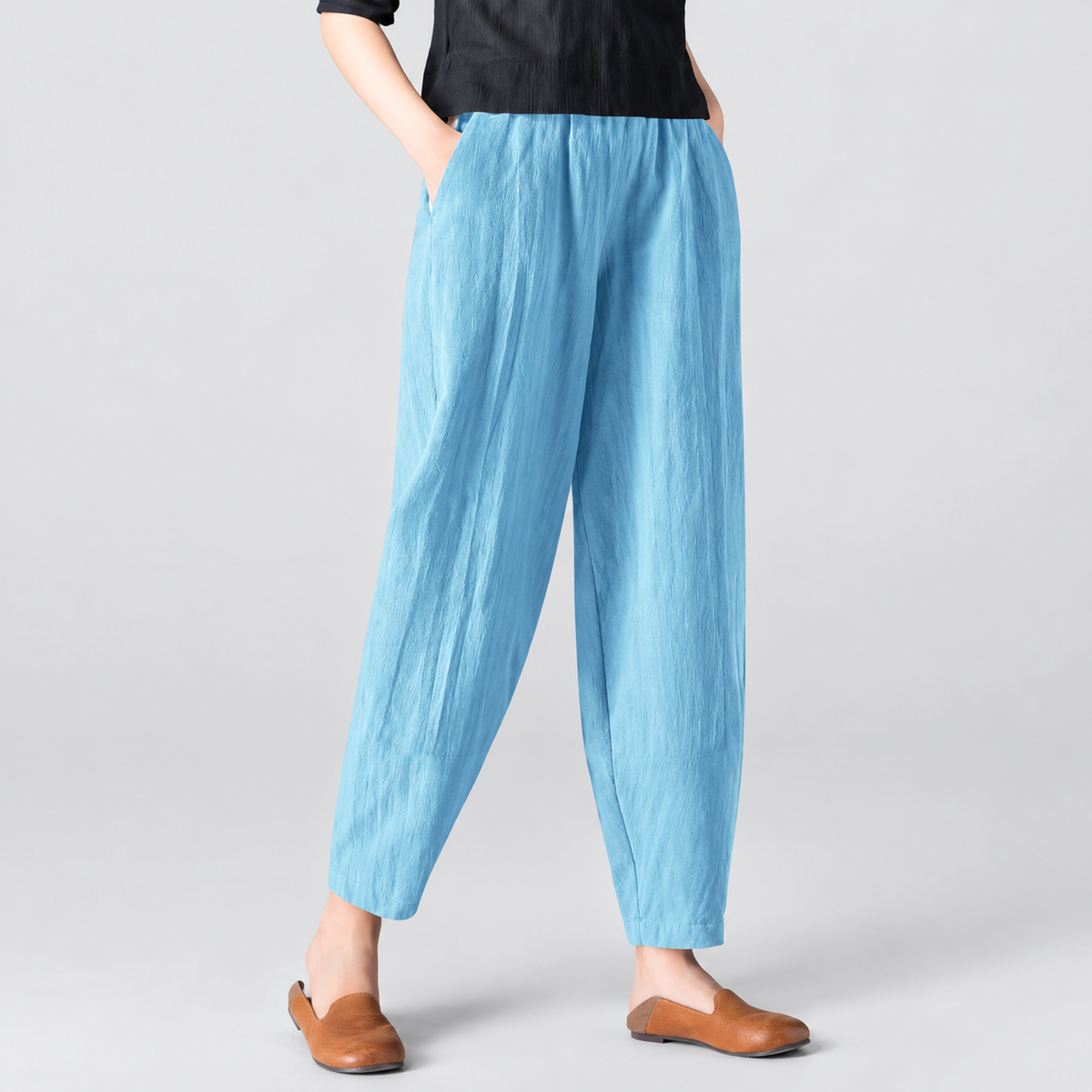 Jocelina | Women’s Wide-Leg Relaxed-Fit Pants — Sky Blue