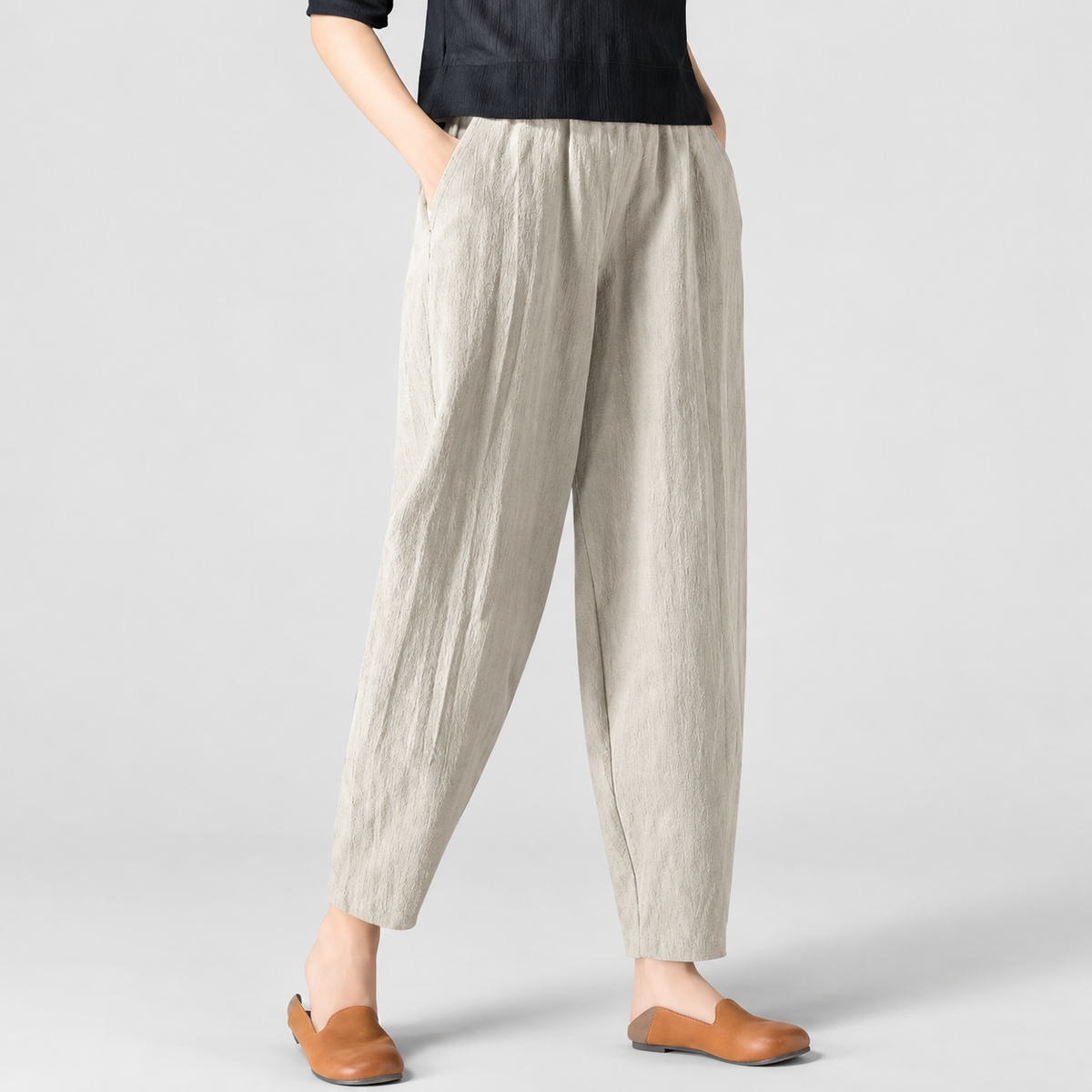 Jocelina | Women’s Wide-Leg Relaxed-Fit Pants — Beige