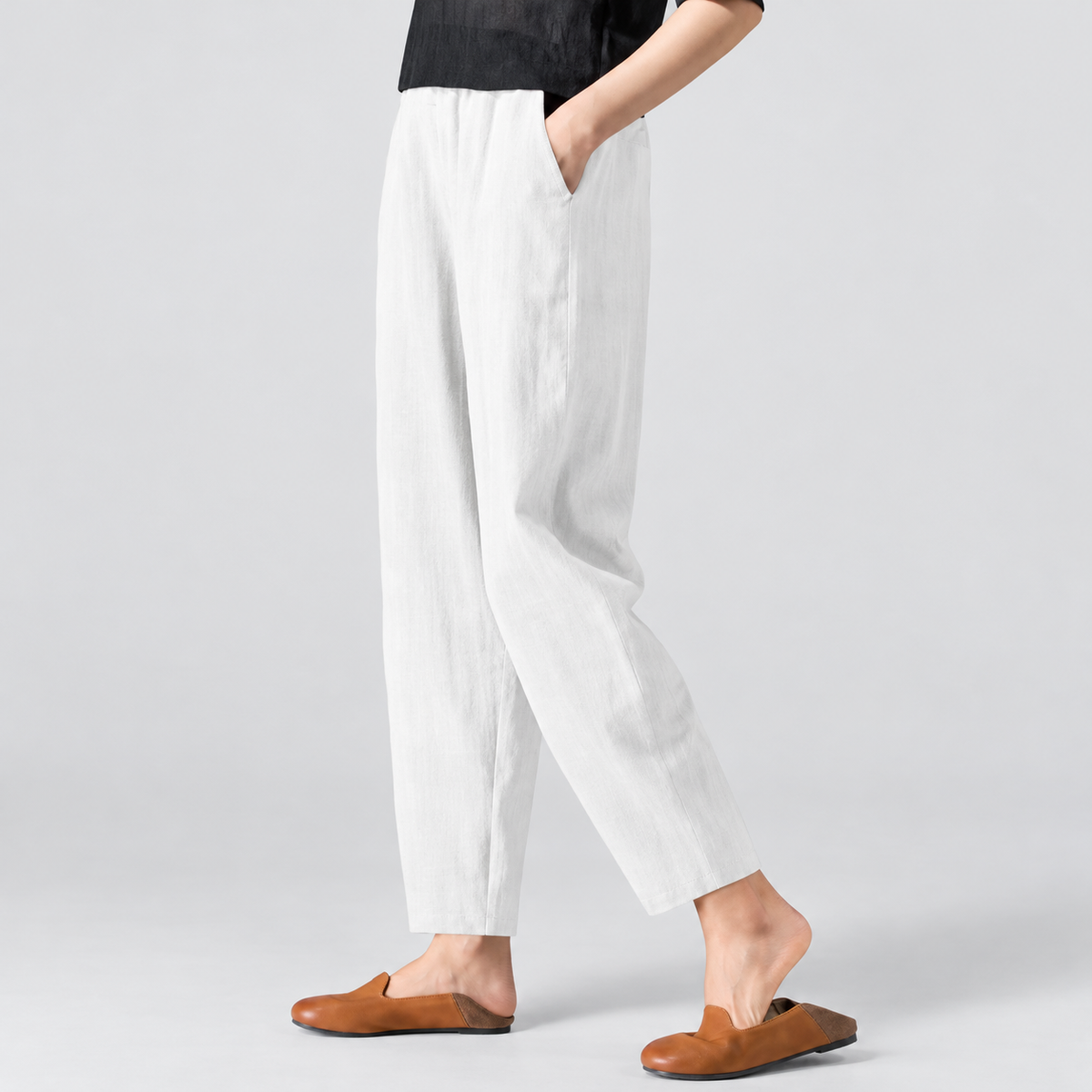 Jocelina | Women’s Wide-Leg Relaxed-Fit Pants — White
