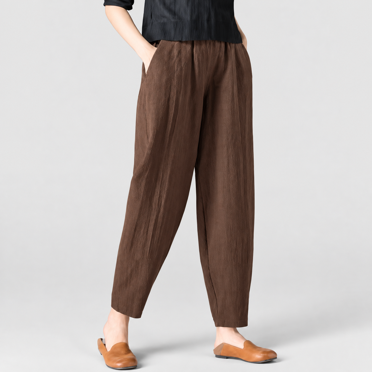 Jocelina | Women’s Wide-Leg Relaxed-Fit Pants — Coffee