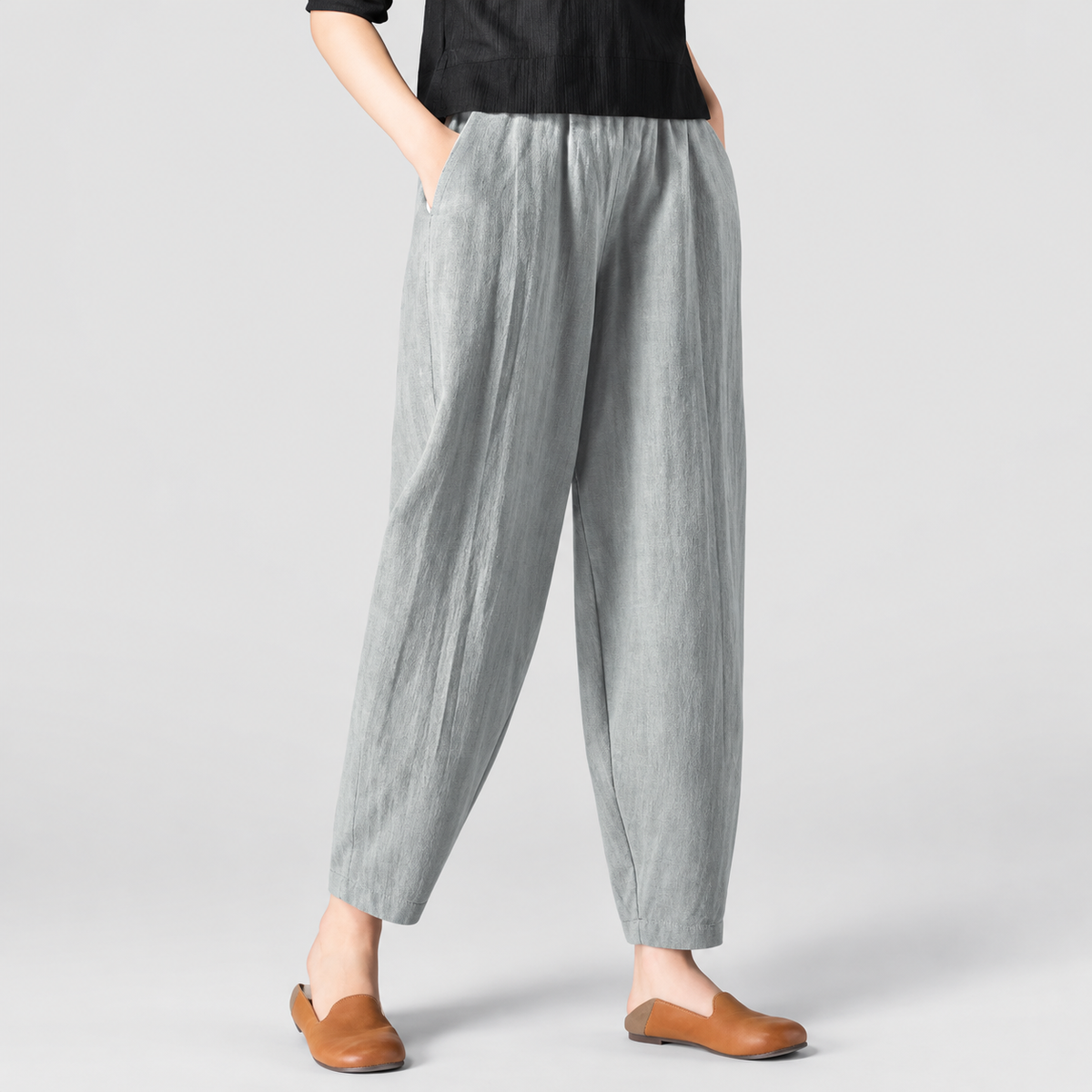 Jocelina | Women’s Wide-Leg Relaxed-Fit Pants — Grey