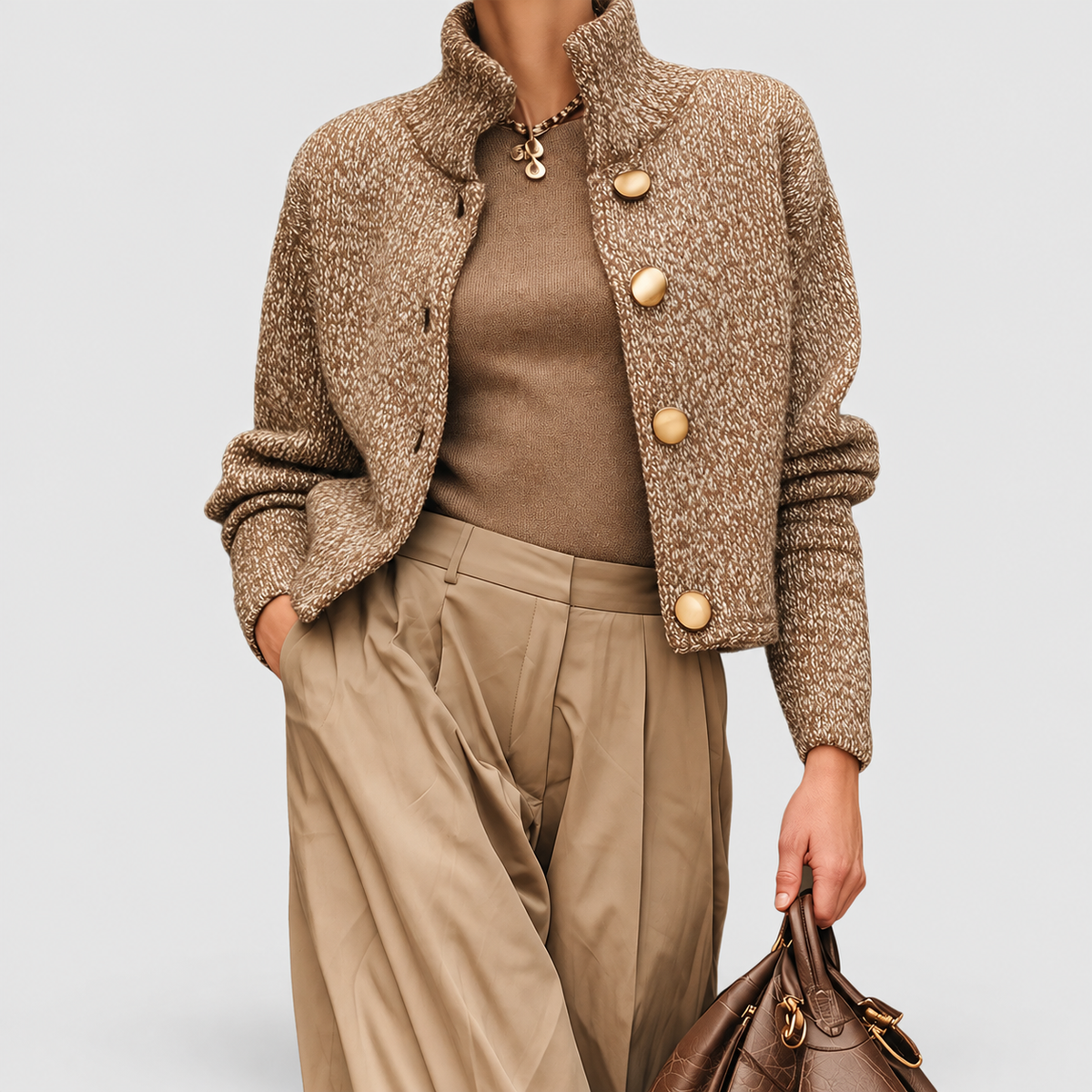 Josepha | Women’s Button-Front Cardigan Jacket — Brown