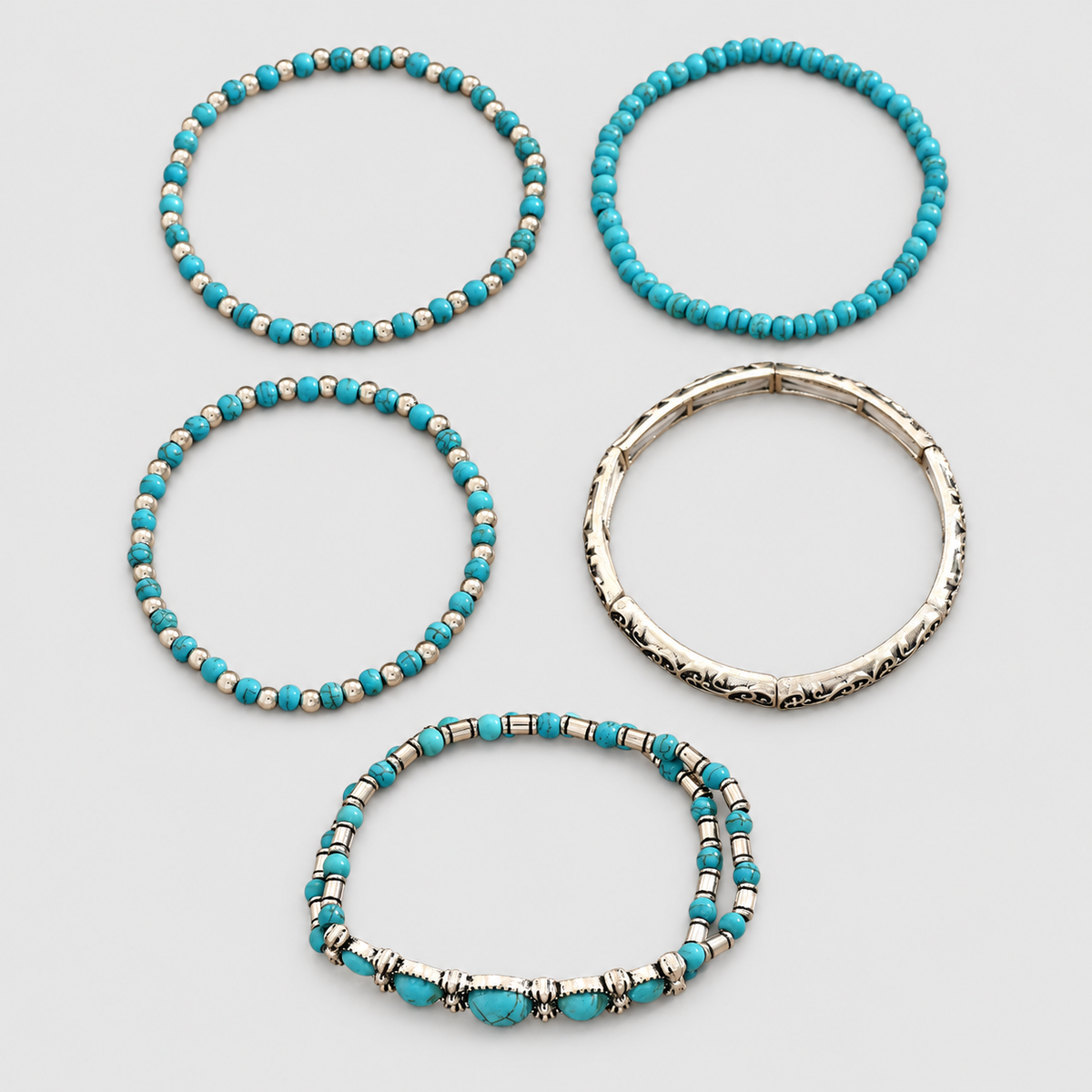 Juliana-Claire | Women’s Turquoise-Tone Beaded Bracelet Set — product detail 5