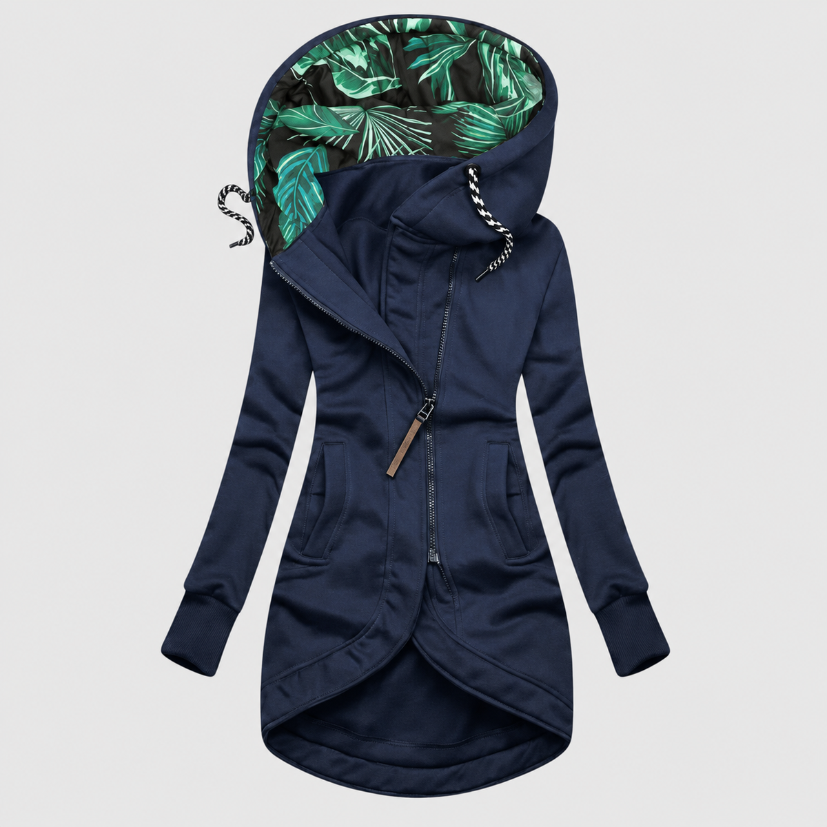 Juliette | Women’s Hooded Drawstring-Waist Jacket — Navy Blue