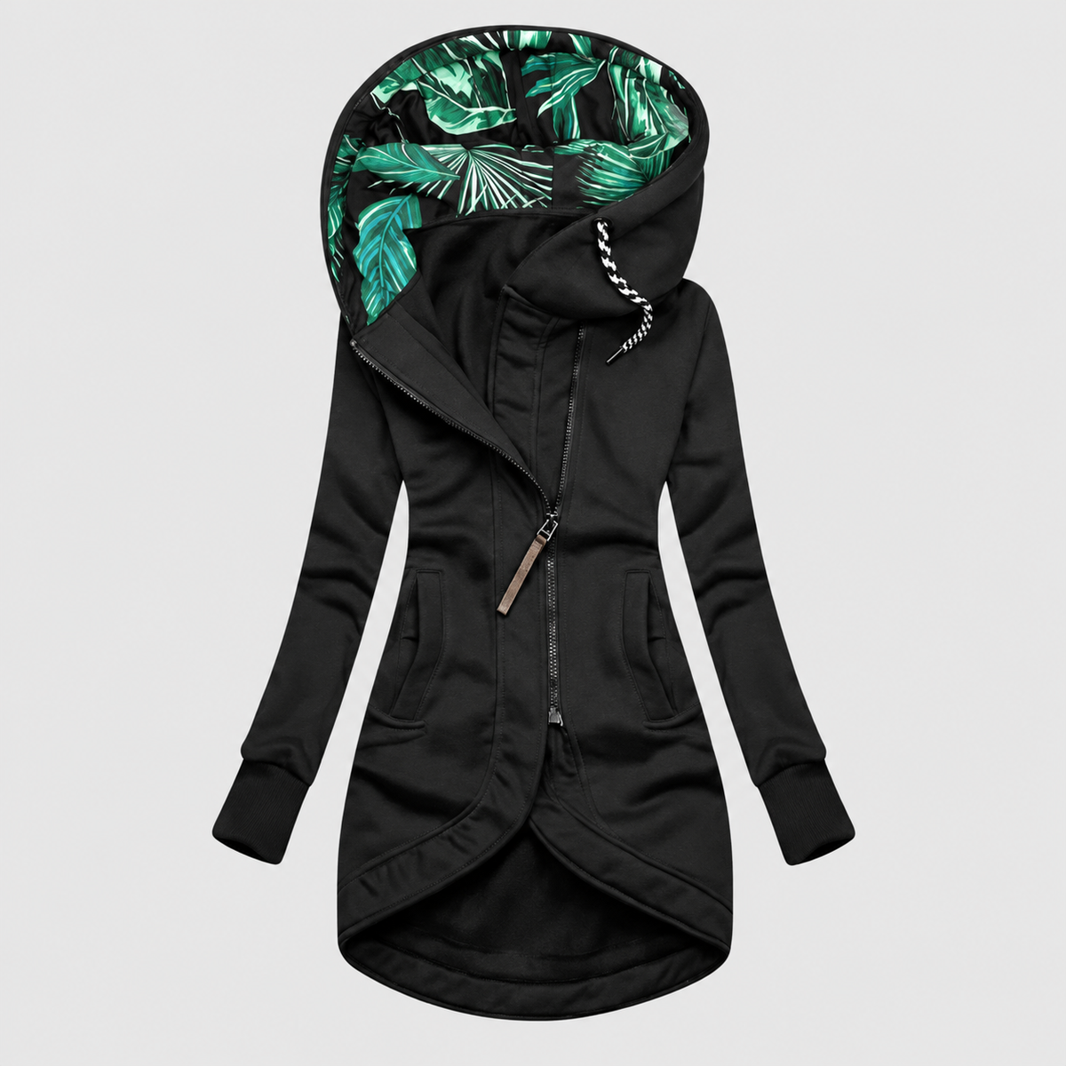 Juliette | Women’s Hooded Drawstring-Waist Jacket — Black