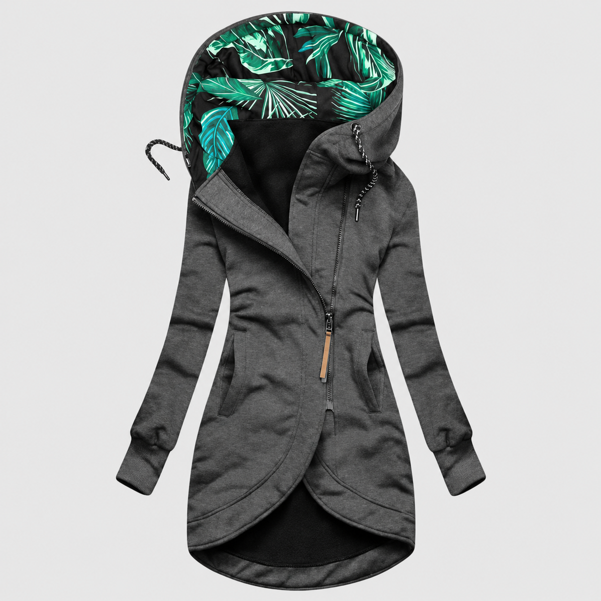 Juliette | Women’s Hooded Drawstring-Waist Jacket — Grey