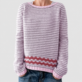 Katarina | Women’s Striped Boat-Neck Knit Sweater — Pink