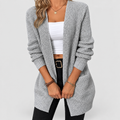 Kendra | Women’s Open-Front Knit Cardigan — Grey