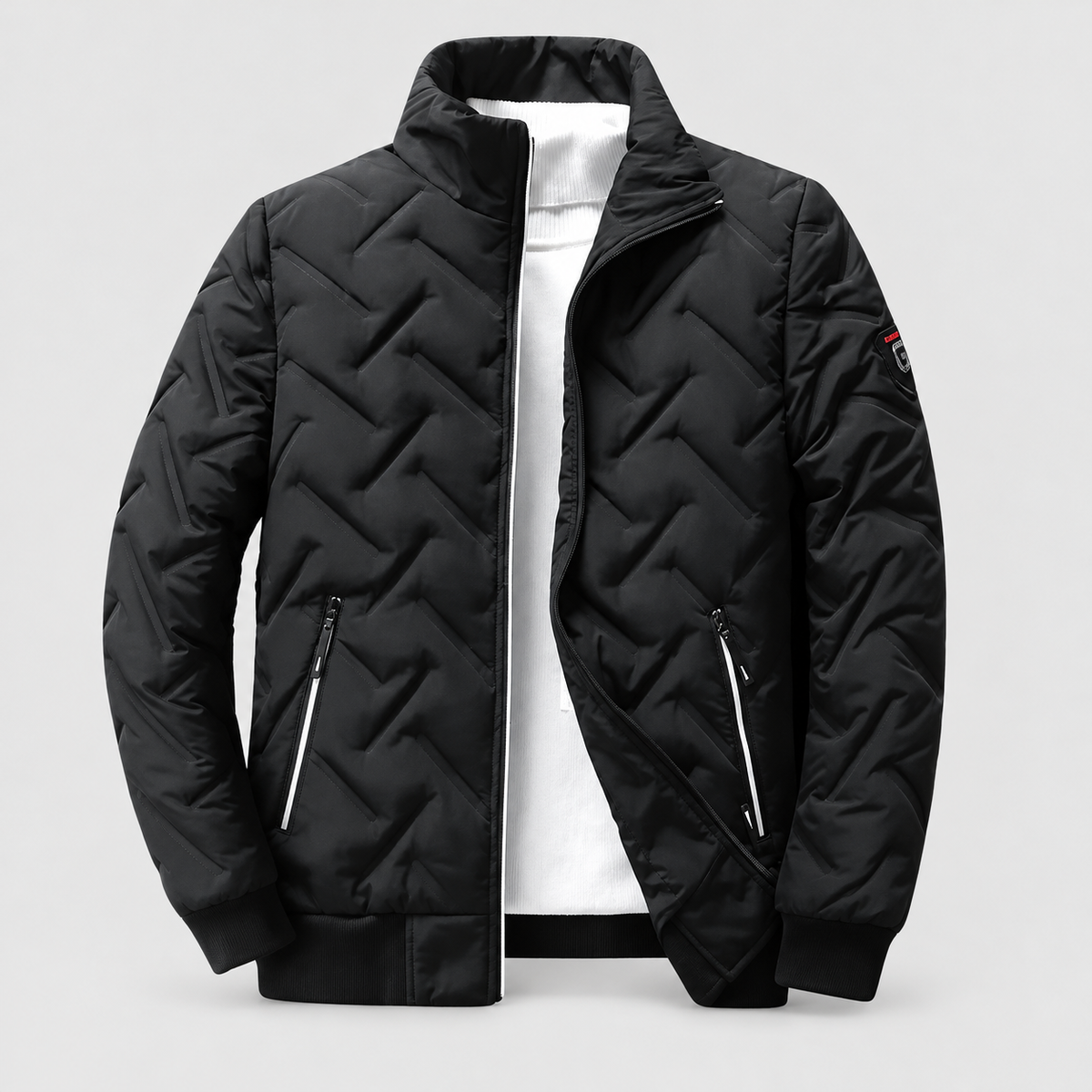 Kenton | Men’s Quilted Zip-Front Winter Jacket — Black