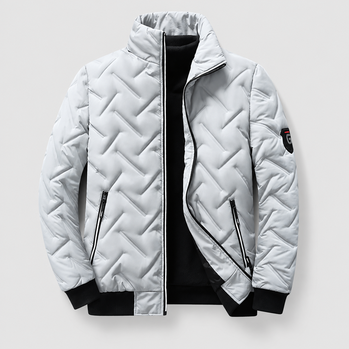 Kenton | Men’s Quilted Zip-Front Winter Jacket — White