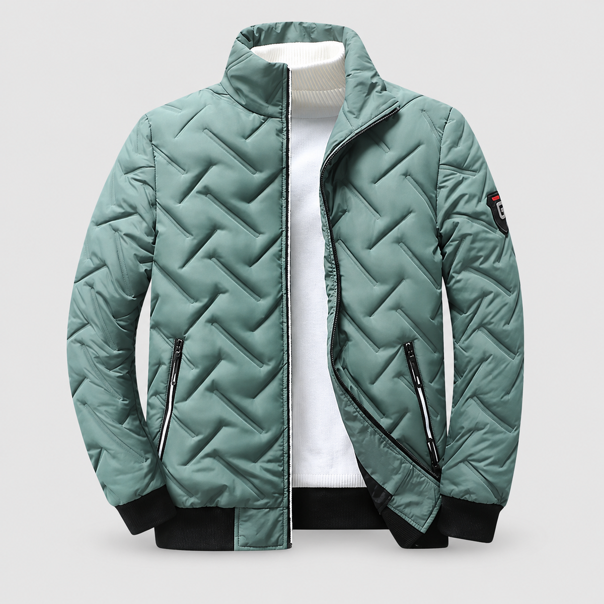 Kenton | Men’s Quilted Zip-Front Winter Jacket — Green