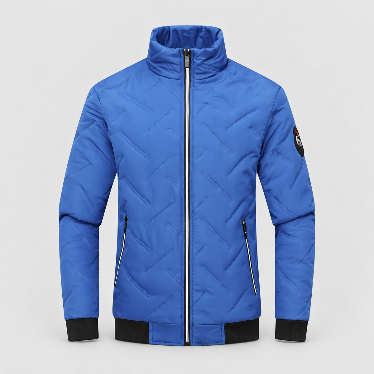 Kenton | Men’s Quilted Zip-Front Winter Jacket — Blue