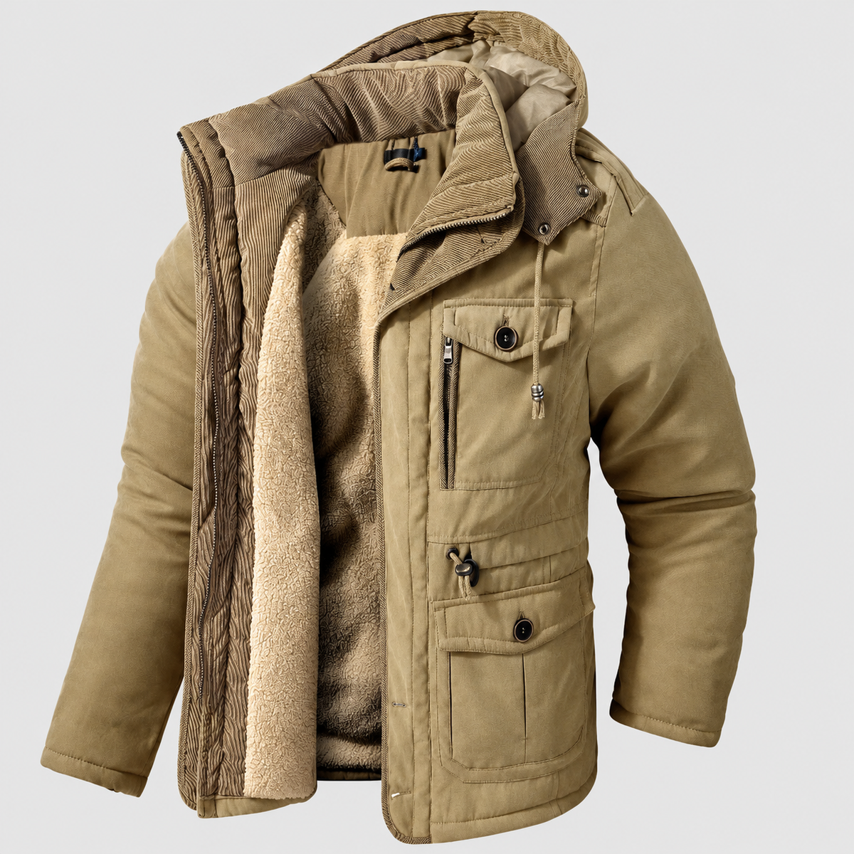 Lachlan | Men’s Hooded Winter Jacket — Khaki