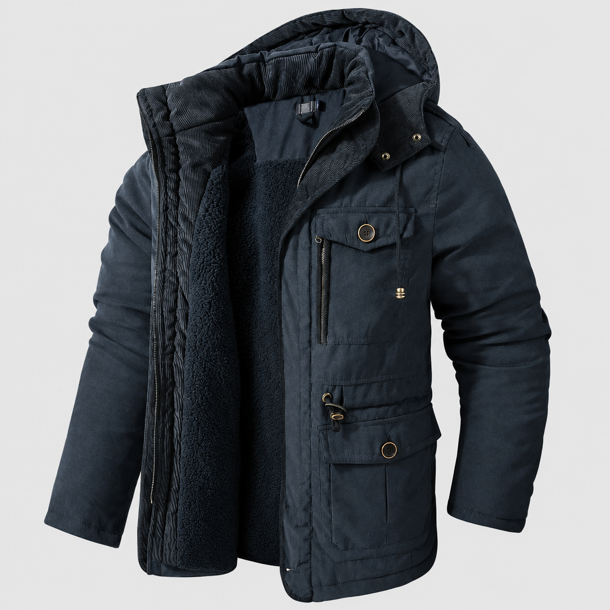 Lachlan | Men’s Hooded Winter Jacket — Navy Blue