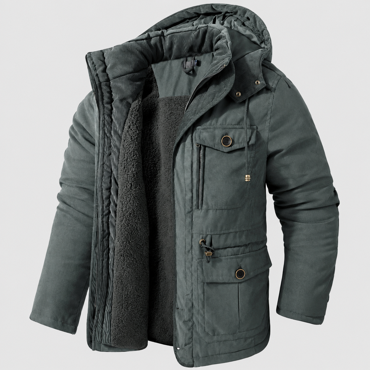 Lachlan | Men’s Hooded Winter Jacket — Grey
