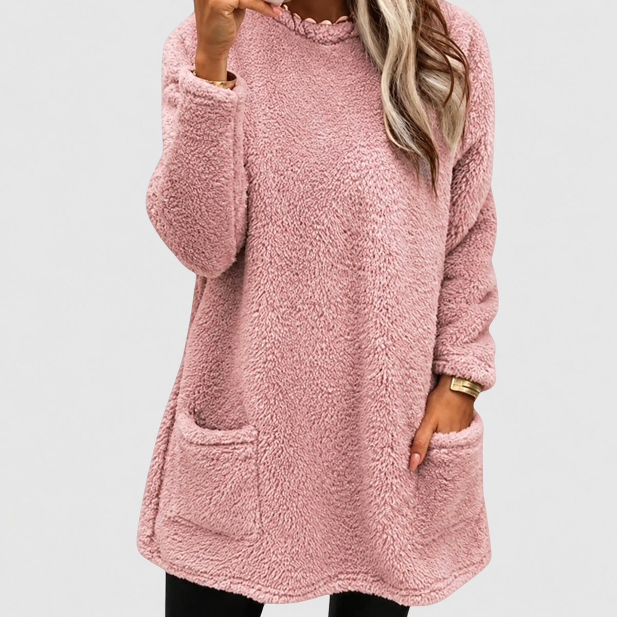 Larissa | Women’s Relaxed Mid-Length Sweater Dress — Pink