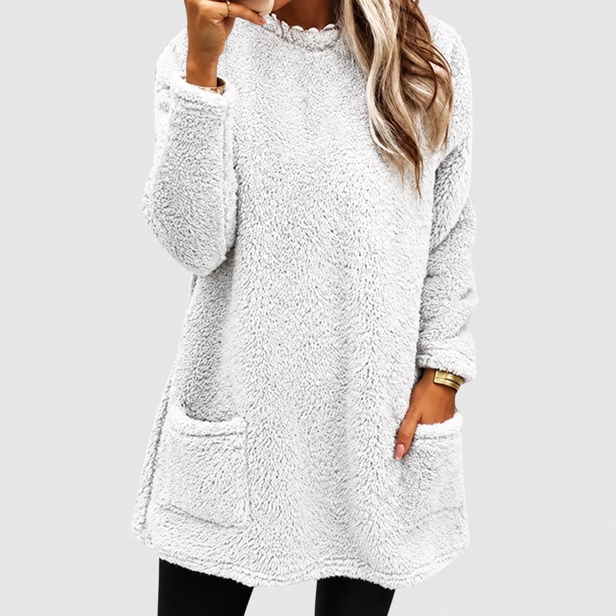 Larissa | Women’s Relaxed Mid-Length Sweater Dress — White