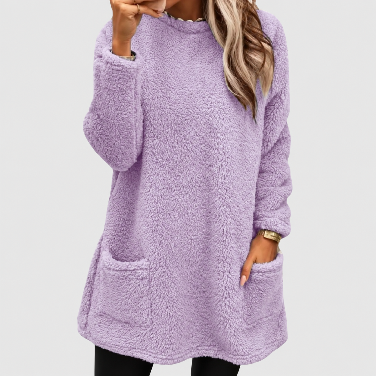 Larissa | Women’s Relaxed Mid-Length Sweater Dress — Light Purple