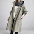 Lenna | Women’s Hooded Oversized Long Trench Coat — Grey