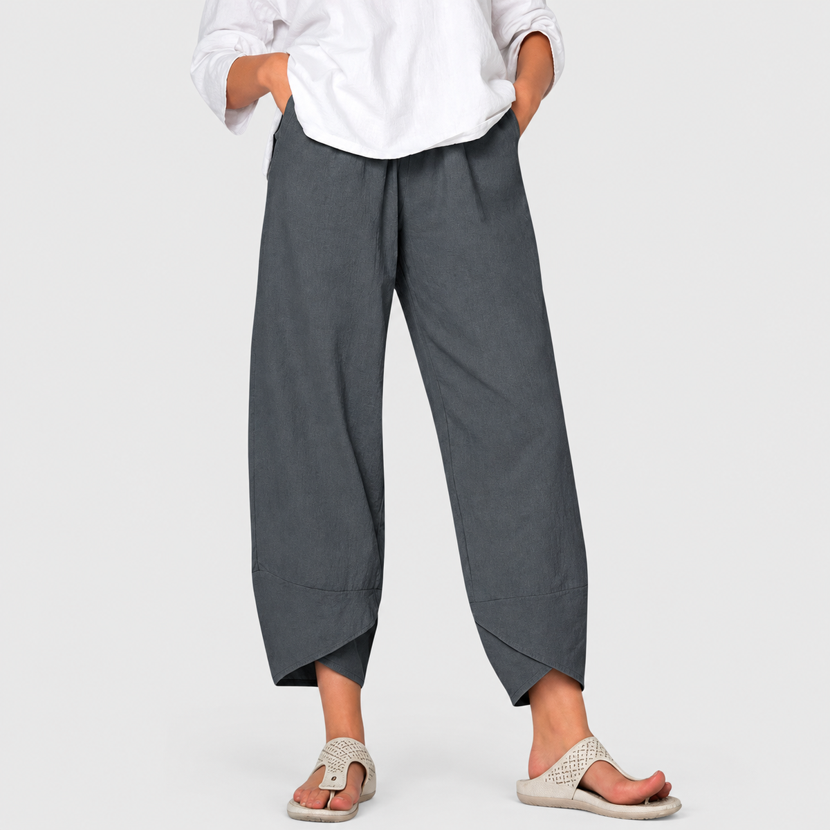 Leonella | Women’s Relaxed Tulip-Hem Pants — Grey