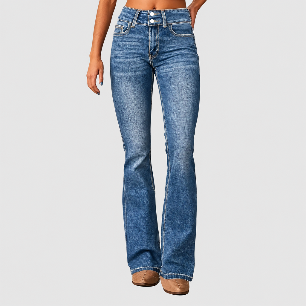 Leora | Women’s Flare Jeans with Double-Button Waist — product detail 1