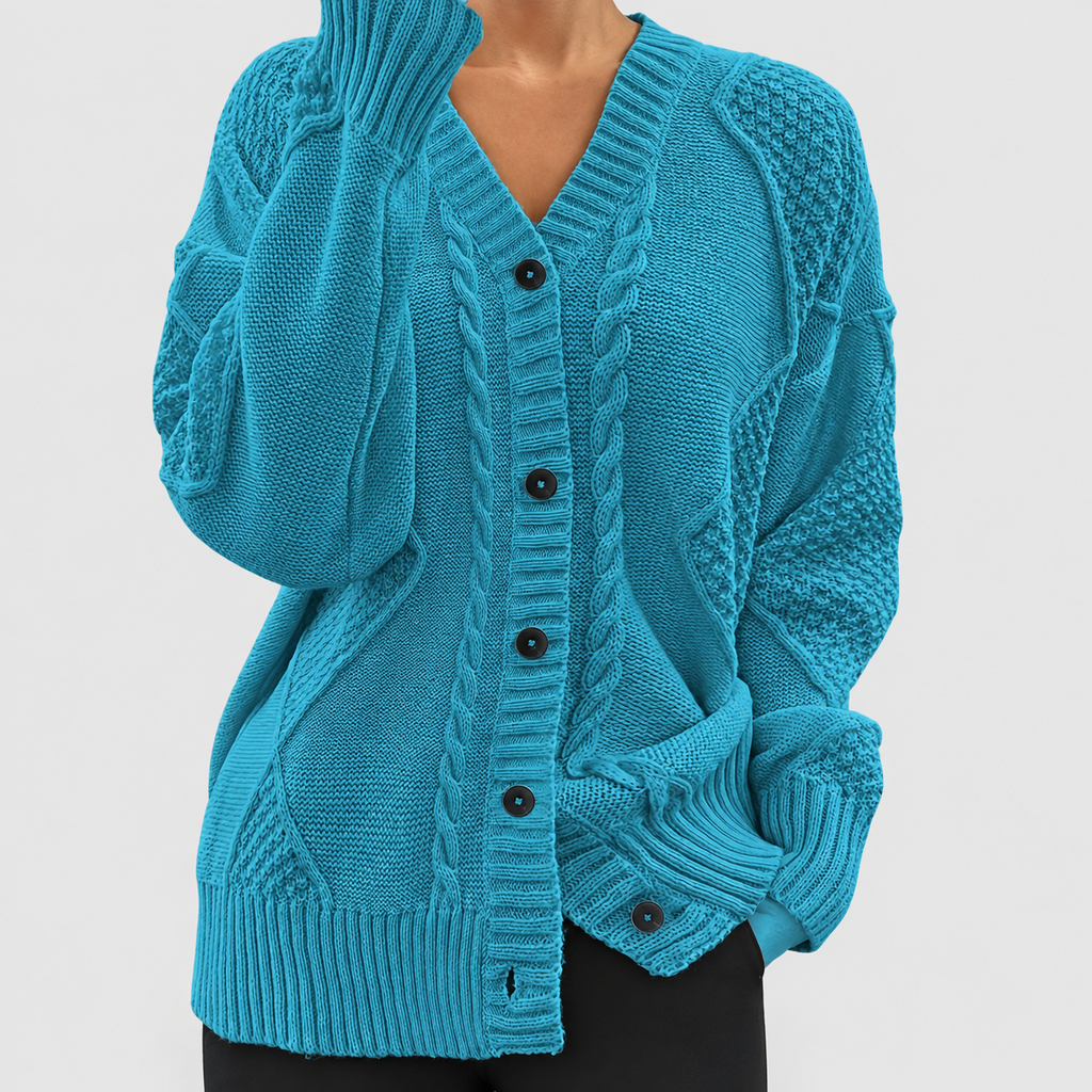 Letitia | Women’s Textured Cable-Knit V-Neck Cardigan — product detail 7