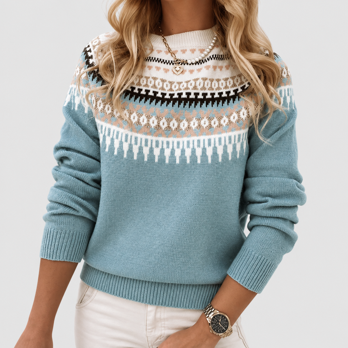 Liesl | Women’s Fair Isle Crew-Neck Sweater — product detail 1
