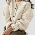 Liliana | Women’s Oversized Textured Knit Cardigan — Apricot
